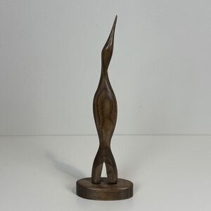 Handmade Modernist Wooden Bird Sculpture 13”